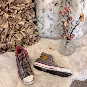 Converse Hightop Striped Denim Suede Rubber Toe Sneakers Sz 4